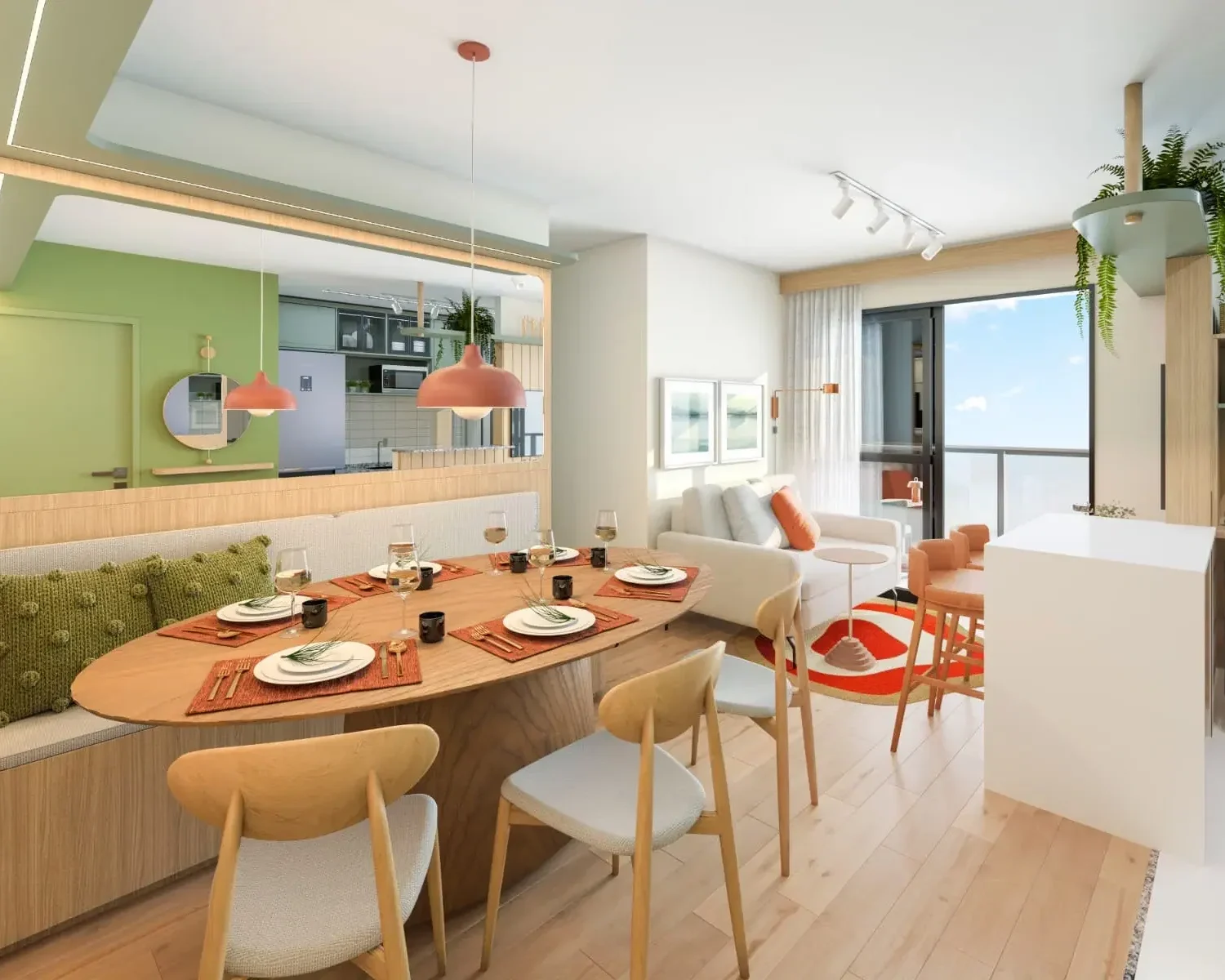 sala integrada cozinha e varanda